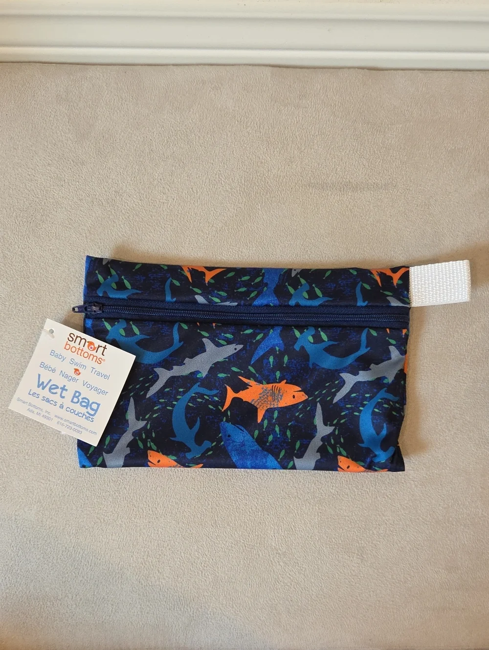 NWT Smart Bottoms Navy Ocean Print Kids Wet Bag